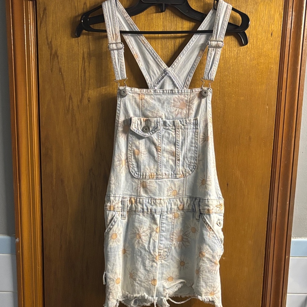 No Boundaries Light Blue Sunflower Denim Romper